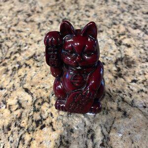 Maneki Neko Red Japanese tradition vintage 4" Beckoning cat Maneki Neko